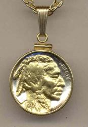 Gold on Silver Buffalo Nickel (Obv) Necklace