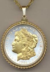 Gold on Silver Morgan Dollar (Obv) Necklace