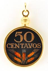 Hand Painted Portugal 50 Centavos Pendant