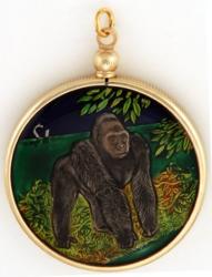 Hand Painted Sierra Leone 1 Dollar Gorilla Pendant