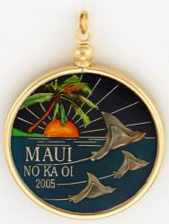 Hand Painted Maui Stingray Medallion Pendant