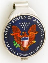 Hand Painted American Silver Eagle (Reverse) Money Clip