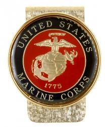 Hand Painted Marine Corp Commemorative Medallion Money Clip
