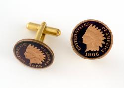 Hand Painted Indian Head Cent (Obverse) Cuff Links
