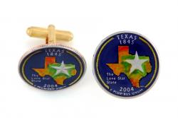 Hand Painted Texas State Quarter Cuff Links
