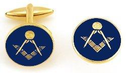 Hand Painted Masonic Medallion (Blue/Round) Cuff Links