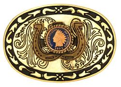 Hand Painted Indian Head Cent Belt Buckle